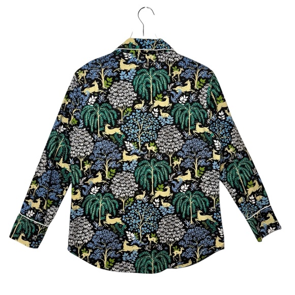 Print Fresh Dashing Deer Print Women’s Piped Organic Cotton Pajama Top Sz XS - Picture 9 of 13